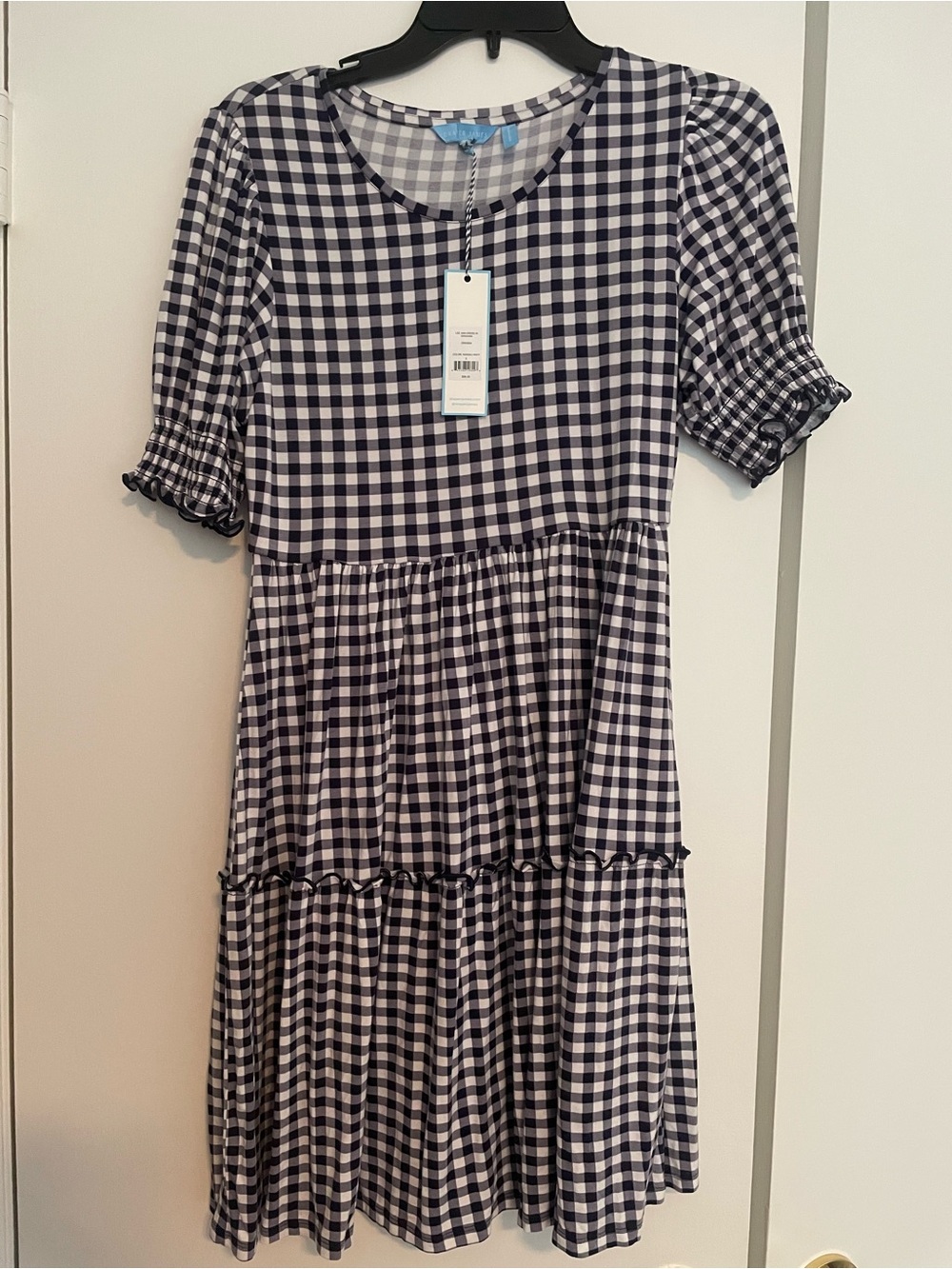 Black & White Gingham Tiered Dress
